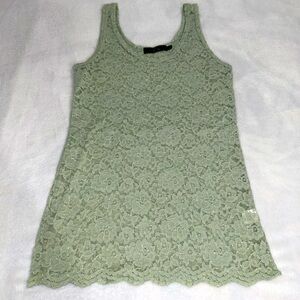 BKE Boutique Mint Lace Tank, Medium
